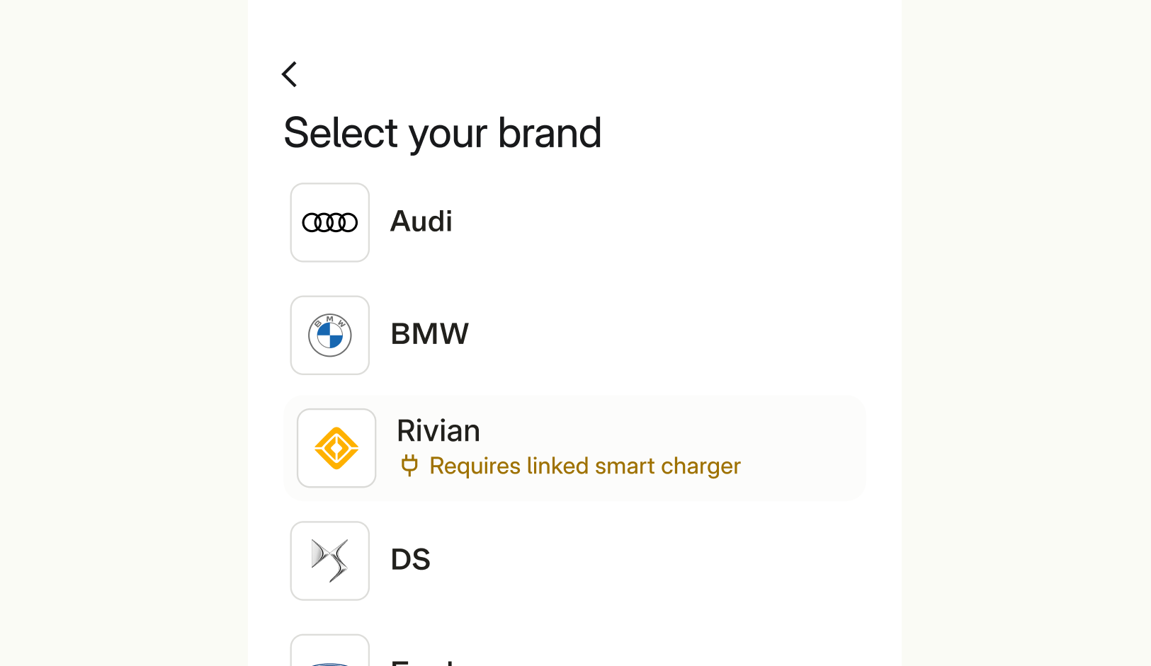 Screenshow showing charger pairing being required early in the linking flow